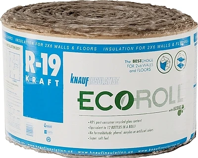 Knauf KR46TAK R-19 Kraft Faced Fiberglass Insulation Roll, 23 In. x 39.16 Ft.