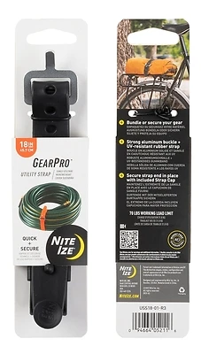 Gearpro Utility Strap, 18 In L, 0.92 In W, 70 Lb Load Capacity, Black