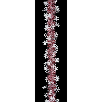 Holiday Trims Red And White Snowflake Die Cut Garland 15 Feet Long X 3.5 Inches Wide