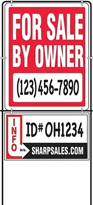 Hy-Ko SIY-201 For Sale By Owner Sign, 2-Sided, 14x18 In. with 42 In. Metal Frame