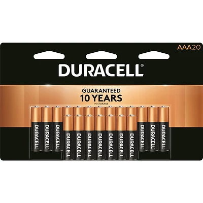 Duracell MN2400B20 Coppertop AAA Alkaline Batteries, 1.5V, 20-Pack