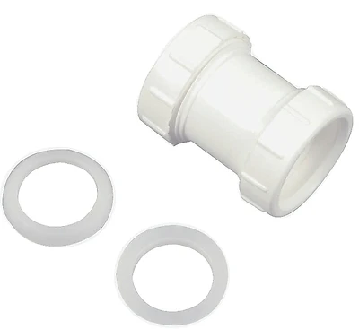 94036 Slip Joint Coupling, 1-1/2 Inch, Durable White Plastic For Tubular Sinks