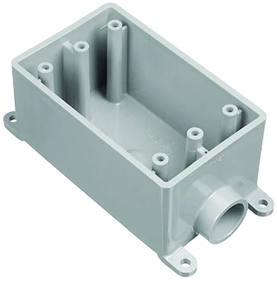 Carlon E980FFN-CTN Single Gang Type FSE Outlet Box, 1 In., PVC, Gray