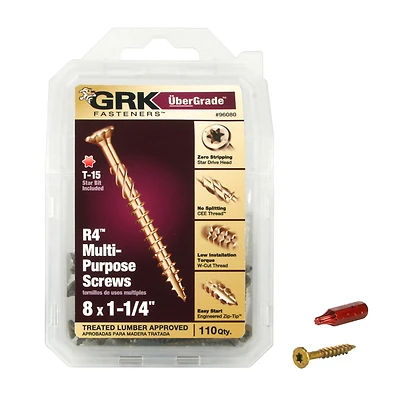 GRK Fasteners 96080 Framing and Decking Screws, #8 x 1-1/4 In, 110-Count