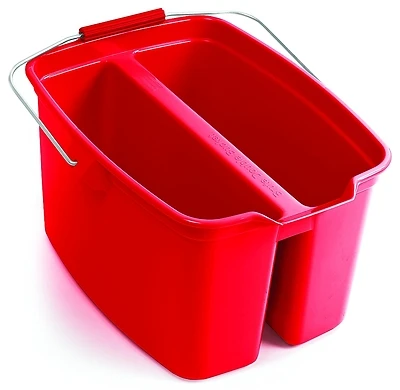Rubbermaid 1887094 Double Bucket, 19 Qt, Plastic Wringer Pail, Red