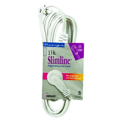 Slimline Indoor 13 Ft. L White Extension Cord 16/3 Spt-2 Model 2232