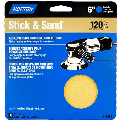 Norton A290 Sanding Discs, 6 In., 120 Grit, 5-Pack