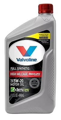 Full Synthetic High Mileage Motor Oil 5w-20 With Maxlife Technology, 1 Quart Bottle