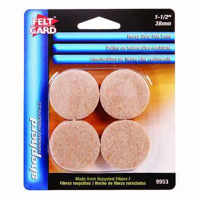 Shepherd 9953 Felt Self-Adhesive Protective Pads, 1-1/2 In. Round, 8-Pack