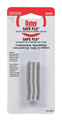 Oatey Safe-Flo 53061 Wire Solder, 1 oz, Lead-Free, Silver-Bearing