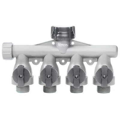 Gilmour 800414-1001 Shut-Off Valve, 3/4 In. GHT, 4-Way, Polymer, 60 PSI