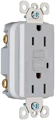 1595grycc10 15a Gray Gfci Receptacle With Feed Thru