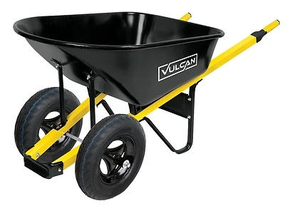 Vulcan 34885 Wheelbarrow, 6 Cu Ft, Steel, 2-Wheel, 16 In Pneumatic Tires