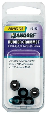 3/8 In. Dia. Rubber Grommet 5 Pk, Model 61521, Black For Electrical Use
