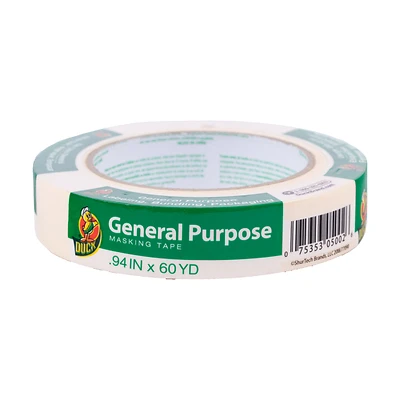 Duck 394693 Masking Tape, 60 yd L, 0.94 in W, Beige
