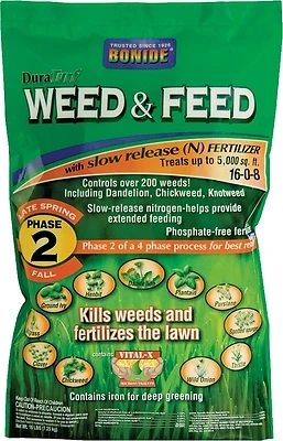 Bonide Duraturf Weed & Feed Lawn Fertilizer 16-0-8 For All Grasses 15000 Sq Ft