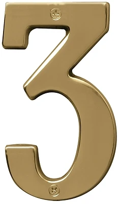 5 Inch Polished Brass Dimensional House Number 3