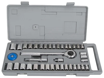 40-piece Socket Set With 1/4 And 3/8 Drive Sae And Metric Sizes