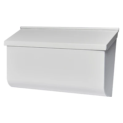 Woodlands Contemporary Galvanized Steel Wall Mount White Mailbox 9.8 In. H X 16.6 In. W