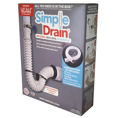 Simple Drain Rubber Threaded P-Trap Sink Drain Kit, 1.25 In., 2 Ft.