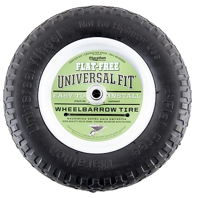 14-1/2 In. Flat-free Wheel For Wheelbarrows - Universal Fit, Durable Polyurethane Tire
