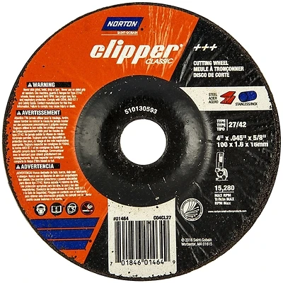 Clipper 4 In. D X 5/8 In. Aluminum Oxide Classic Cut-off Wheel 1 Pk