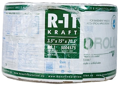Knauf EcoRoll KR41E/TAK Fiberglass Insulation, R-11, 15 In x 70.5 Ft