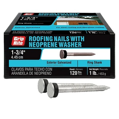 Grip-rite No. 10 1-3/4 In. Hot-dipped Galvanized Steel Roofing Nails With Neoprene Washers
