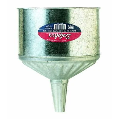 Heavy-duty 8 Quart Galvanized Steel Funnel With Center Spout And Strainer
