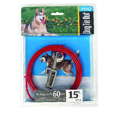 Boss Pet PDQ Q3515SPG99 Vinyl Coated Cable Dog Tie-Out, 15 Ft, Large Dogs