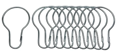 89046 Chrome Shower Curtain Hooks, 1 In Diameter, 12 Count, Metal Construction