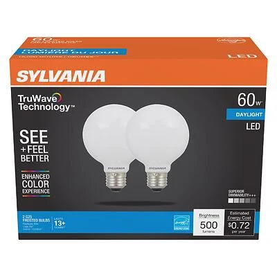 Truwave G25 E26 Led Bulb Daylight 60w Equivalent 2 Pk Dimmable