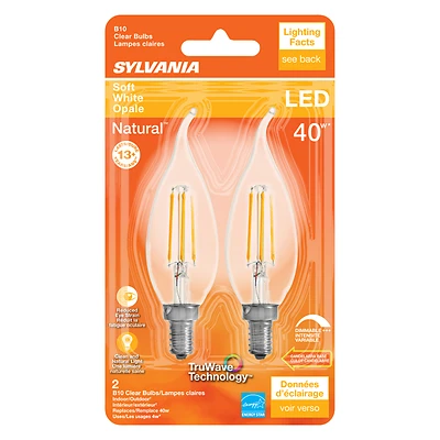 B10 E12 Led Bulb Soft White 40w Equivalence 2 Pk With Truwave Technology