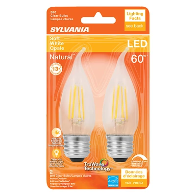 B10 E26 Led Bulb Soft White 60w Equivalence 2 Pk With Truwave Technology