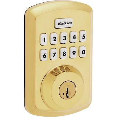 Power Keyless Entry Deadbolt, Brass
