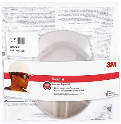 3M CHHWH1-V-12-DC Hard Hat, Vented Cap Style, Pin-Lock Adjustment, White