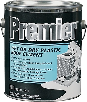 Henry PR350042 Premier 350 Plastic Roof Cement, Wet/Dry, 1 Gal., Black