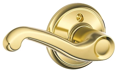 Flair Design Right-hand Dummy Lever Lockset In Bright Brass Finish