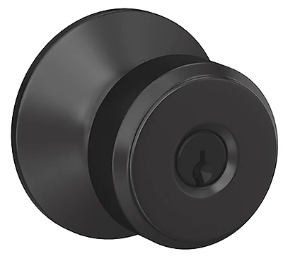 Schlage F51AGBWE622 Bowery Matte Black Keyed Entry Door Knob