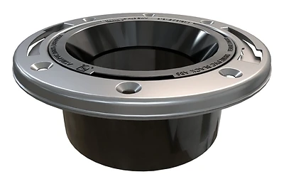Level Fit Closet Flange With Stainless Steel Ring, 4 Inch, Abs Material