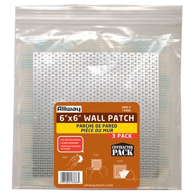 6 In. L X 6 In. W Fiberglass White Self Adhesive Wall Repair Patch - 3 Pack