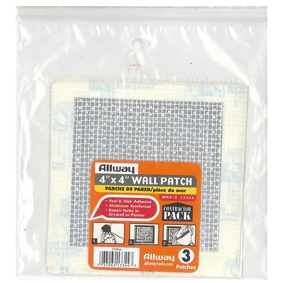 4 In. X 4 In. Self Adhesive Drywall Patch, 3 Pk, Model Wp4-3