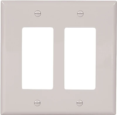 Eaton PJ262W 2-Gang Decorator Wall Plate, White, 4-7/8 in