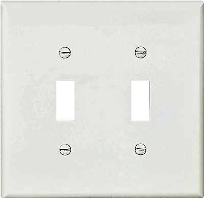 Eaton PJ2W 2-Gang Toggle Switch Wallplate, White, Mid-Size