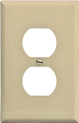 Eaton PJ8V Mid-Size 1-Gang Duplex Wallplate, Ivory