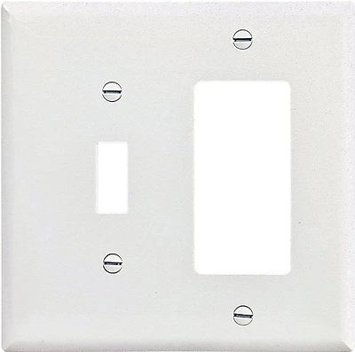 Pj126w 2-gang Decorator/toggle Wall Plate, Mid-size, White