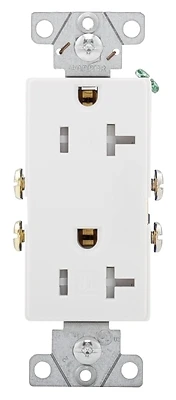 Decorator Duplex Receptacle, 125v, 20a, 2 Pole, 3 Wire, White