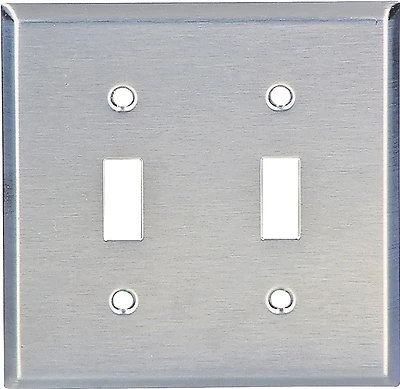 Eaton Wiring Devices 93072-BOX 2-Gang Wall Plate, Stainless Steel, 4.50 x 4.563 In