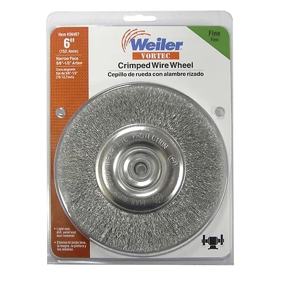 Vortec 6 In. Fine Crimped Wire Wheel Carbon Steel 3750 Rpm