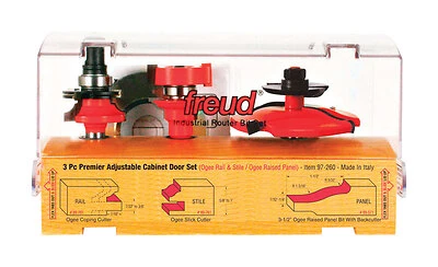 Carbide Tipped Raised Panel Router Bit Set 3 Pieces With Wooden Storage Box